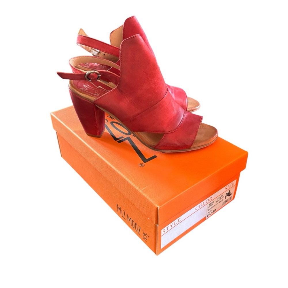 Miz Mooz Pippa Scarlet Red heels leather 40 size 9 EUC